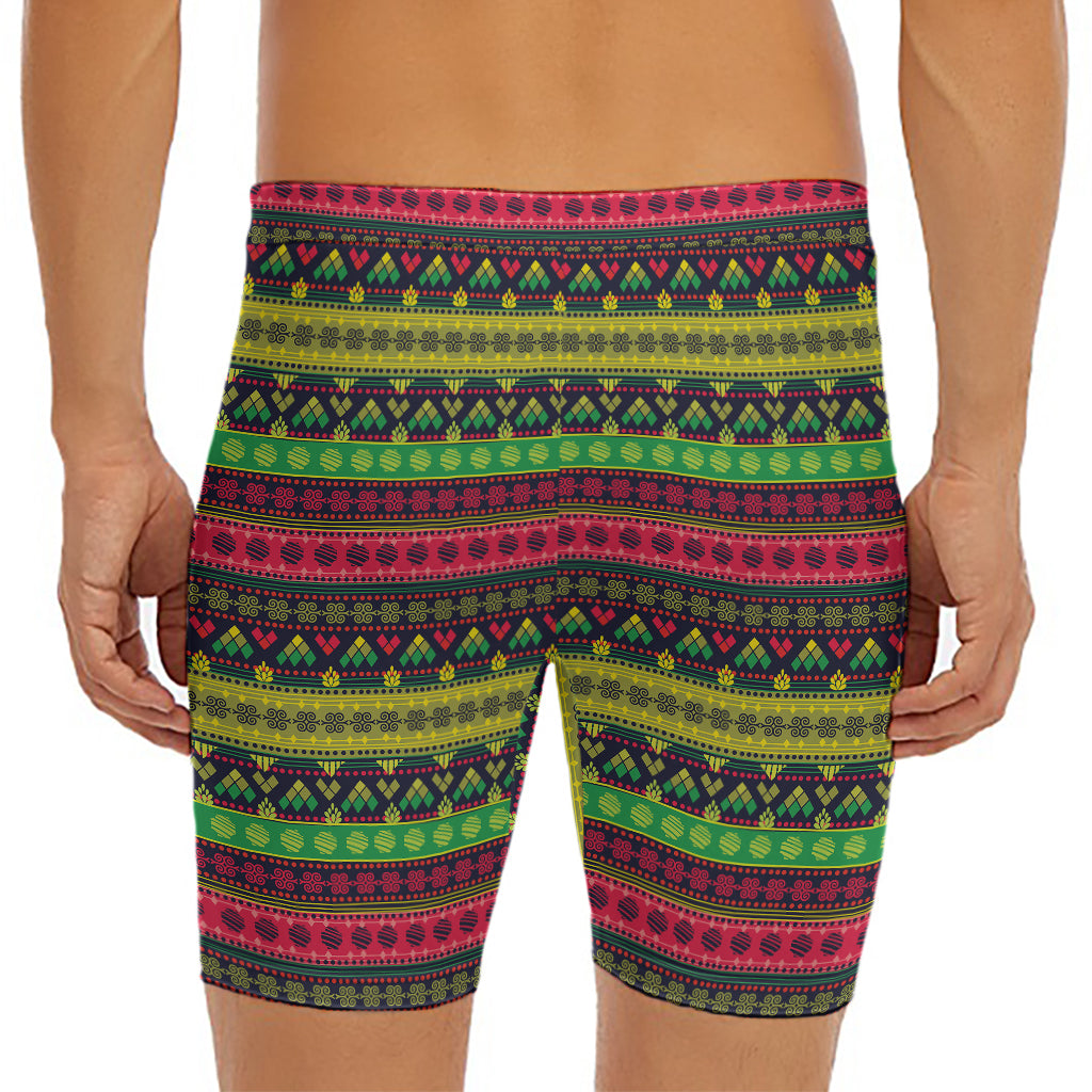 Native Indian Tribal Pattern Print Men's Long Boxer Briefs