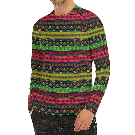 Native Indian Tribal Pattern Print Men's Long Sleeve Rash Guard
