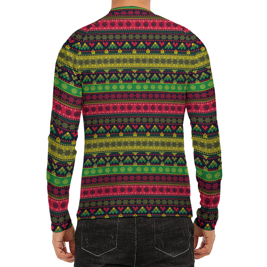 Native Indian Tribal Pattern Print Men's Long Sleeve Rash Guard