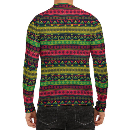 Native Indian Tribal Pattern Print Men's Long Sleeve Rash Guard
