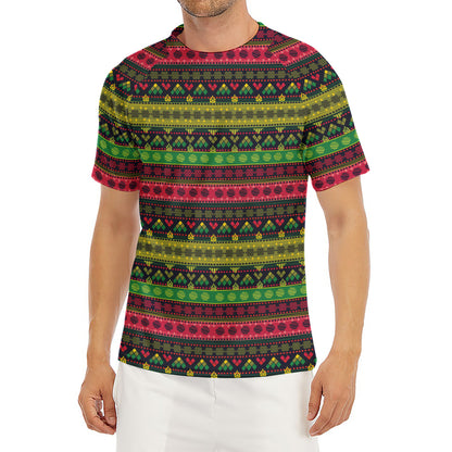 Native Indian Tribal Pattern Print Men's Short Sleeve Rash Guard