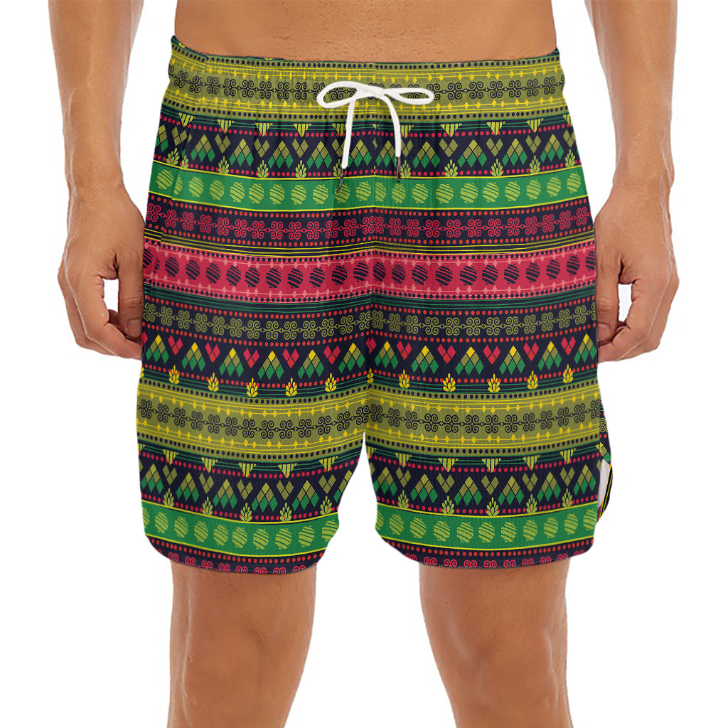 Native Indian Tribal Pattern Print Men's Split Running Shorts