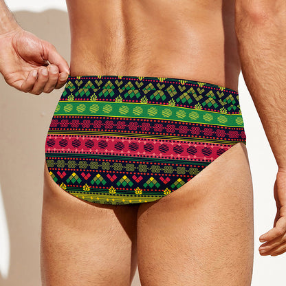 Native Indian Tribal Pattern Print Men's Swim Briefs