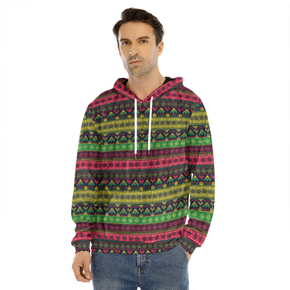 Native Indian Tribal Pattern Print Men's Velvet Pullover Hoodie