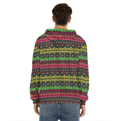Native Indian Tribal Pattern Print Men's Velvet Pullover Hoodie