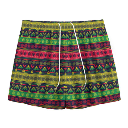 Native Indian Tribal Pattern Print Mesh Shorts