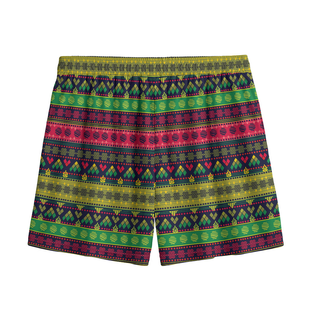 Native Indian Tribal Pattern Print Mesh Shorts