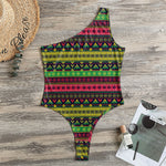 Native Indian Tribal Pattern Print One Shoulder Bodysuit