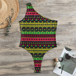 Native Indian Tribal Pattern Print One Shoulder Bodysuit