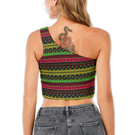 Native Indian Tribal Pattern Print One Shoulder Crop Top