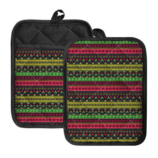 Native Indian Tribal Pattern Print Pot Holders With Pocket
