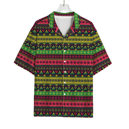 Native Indian Tribal Pattern Print Rayon Hawaiian Shirt