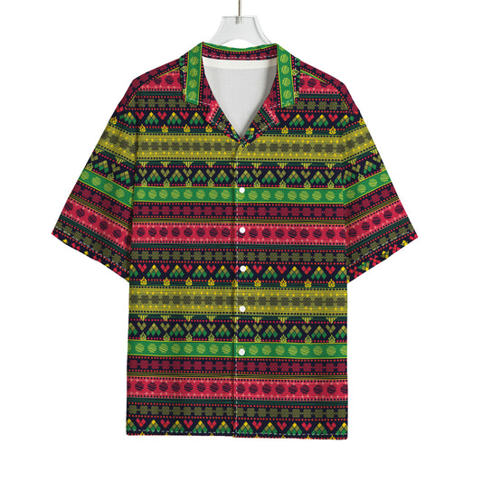 Native Indian Tribal Pattern Print Rayon Hawaiian Shirt
