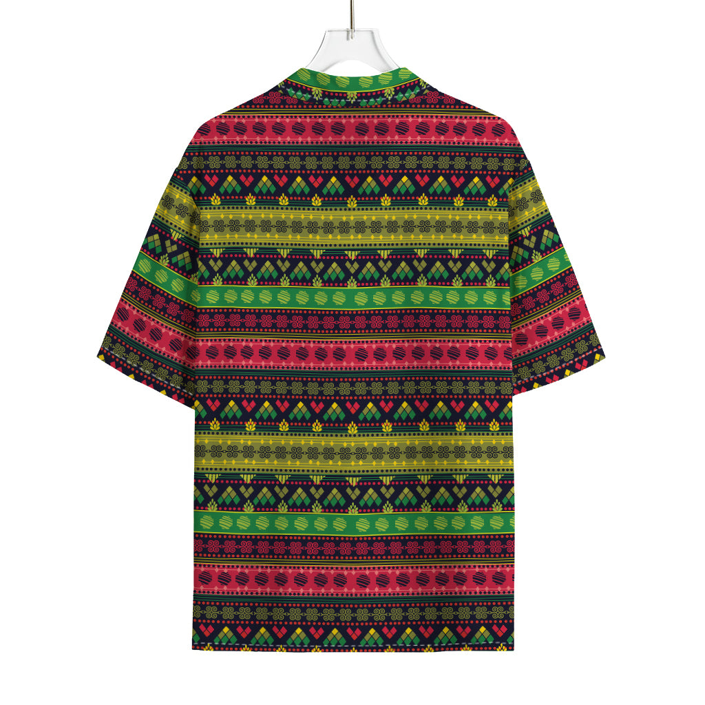 Native Indian Tribal Pattern Print Rayon Hawaiian Shirt