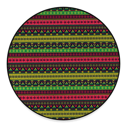 Native Indian Tribal Pattern Print Round Floor Mat