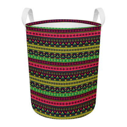 Native Indian Tribal Pattern Print Round Laundry Basket