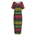 Native Indian Tribal Pattern Print Short Sleeve Long Nightdress