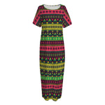 Native Indian Tribal Pattern Print Short Sleeve Long Nightdress