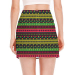 Native Indian Tribal Pattern Print Side Slit Mini Skirt