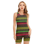 Native Indian Tribal Pattern Print Sleeveless One Piece Swimsuit