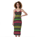 Native Indian Tribal Pattern Print Slim Fit Midi Cami Dress