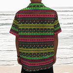 Native Indian Tribal Pattern Print Textured Short Sleeve Shirt