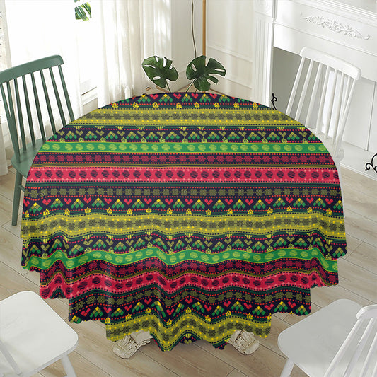 Native Indian Tribal Pattern Print Waterproof Round Tablecloth