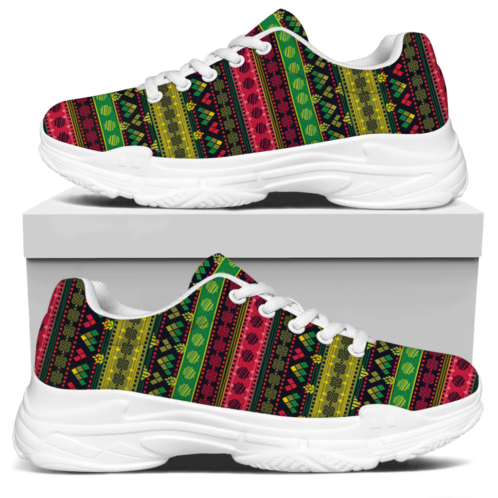 Native Indian Tribal Pattern Print White Chunky Shoes