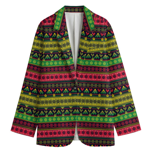 Native Indian Tribal Pattern Print Women's Cotton Blazer
