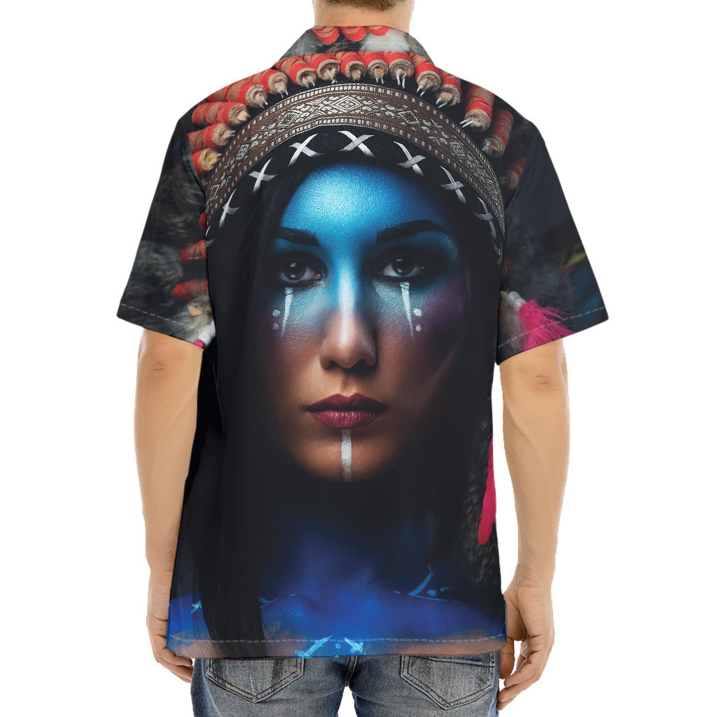 Native Indian Woman Portrait Print Aloha Shirt
