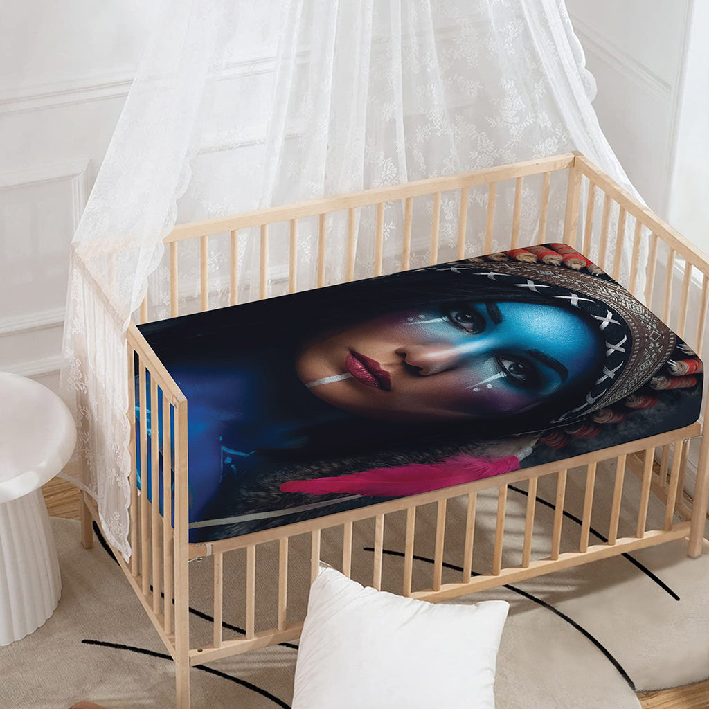 Native Indian Woman Portrait Print Baby Crib Sheet