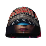 Native Indian Woman Portrait Print Beanie