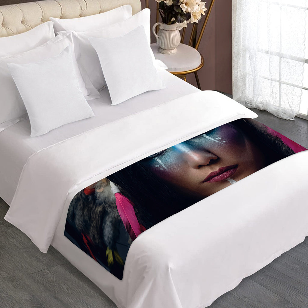 Native Indian Woman Portrait Print Bed Runner