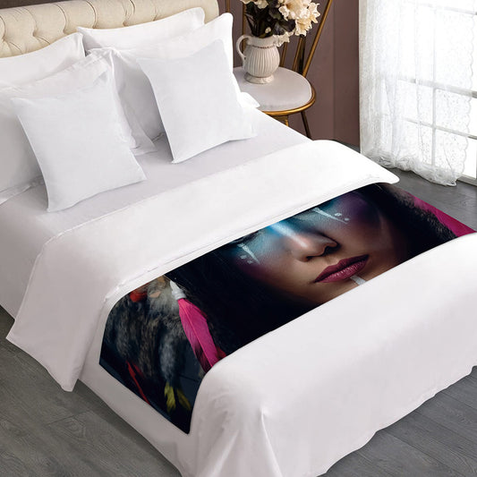 Native Indian Woman Portrait Print Bed Runner