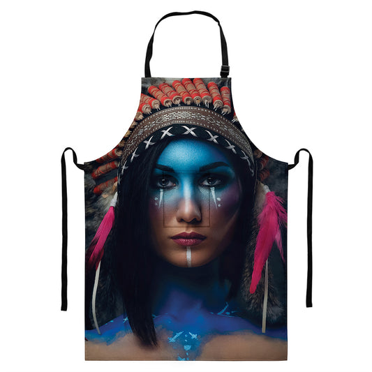 Native Indian Woman Portrait Print Bib Apron With Pocket