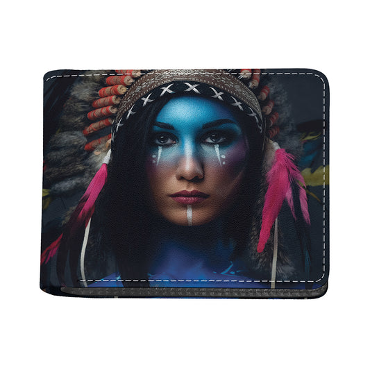 Native Indian Woman Portrait Print Bifold Wallet
