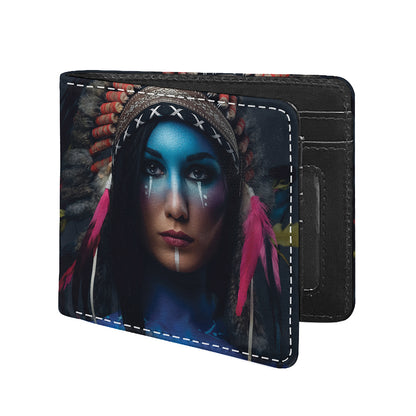Native Indian Woman Portrait Print Bifold Wallet
