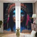 Native Indian Woman Portrait Print Dimout Pencil Pleat Curtains