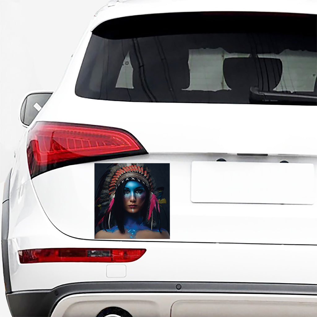 Native Indian Woman Portrait Print Car Sticker