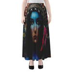 Native Indian Woman Portrait Print Chiffon Maxi Skirt