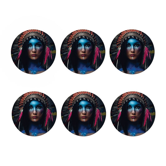 Native Indian Woman Portrait Print Coaster Set