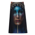 Native Indian Woman Portrait Print Cotton Front Slit Maxi Skirt