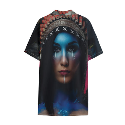 Native Indian Woman Portrait Print Cotton Hawaiian Shirt