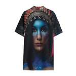 Native Indian Woman Portrait Print Cotton Hawaiian Shirt