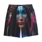Native Indian Woman Portrait Print Cotton Shorts