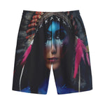 Native Indian Woman Portrait Print Cotton Shorts