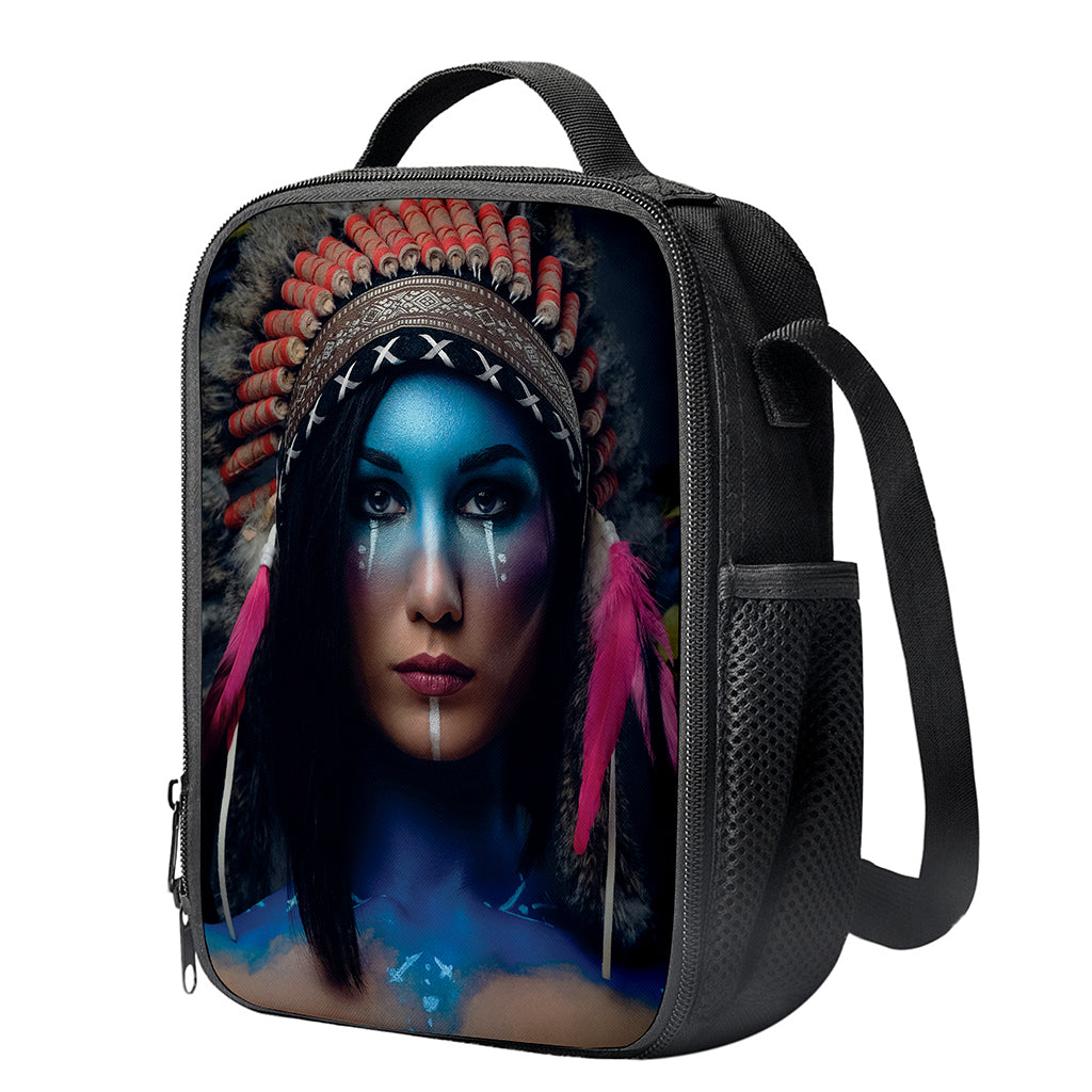 Native Indian Woman Portrait Print Crossbody Lunch Bag