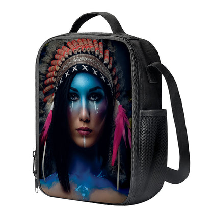 Native Indian Woman Portrait Print Crossbody Lunch Bag