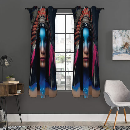 Native Indian Woman Portrait Print Curtain