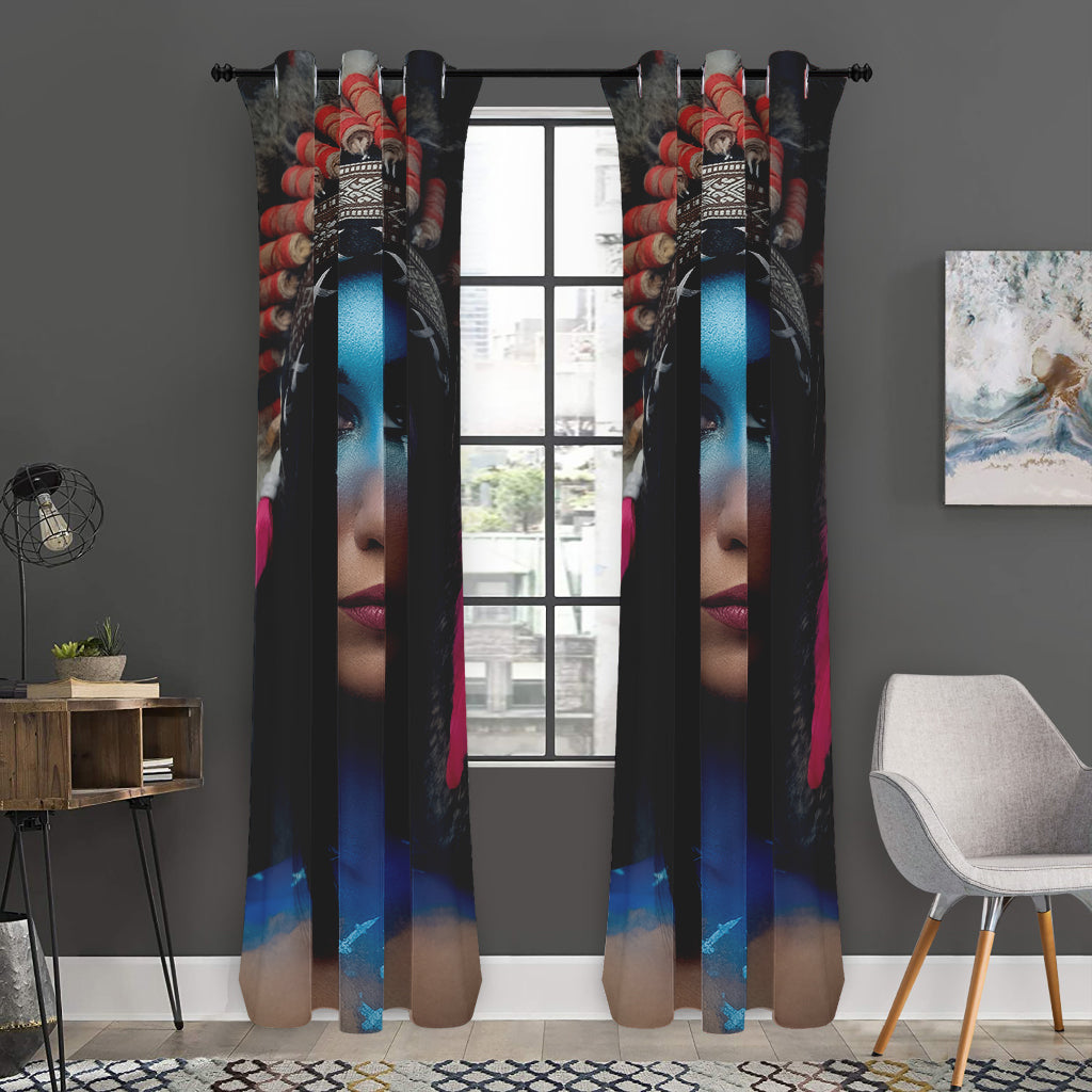 Native Indian Woman Portrait Print Curtain